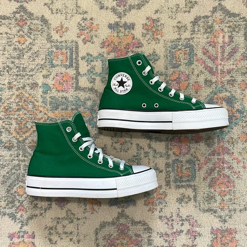Custom Green Platform Converse Womens 8